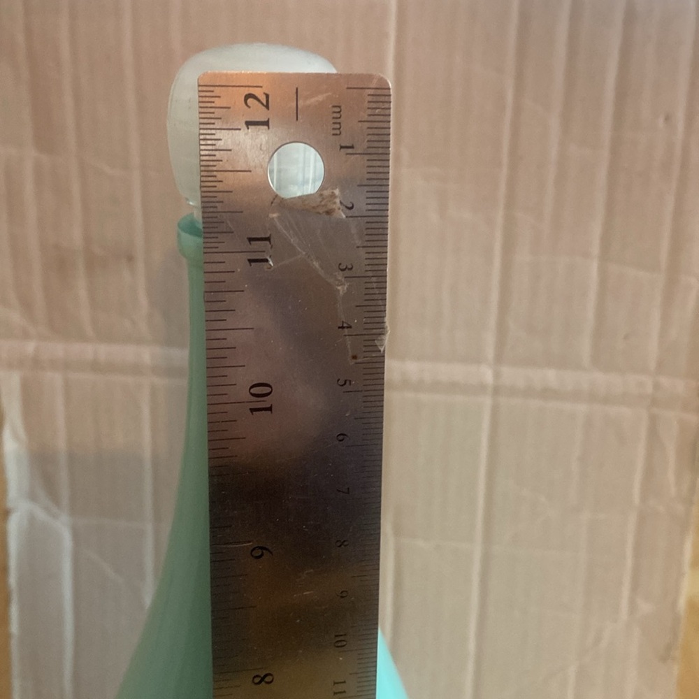 Bluish Green Decorative Empty Bottle. Use as decor or for liquids. About 12 in. - Picture 3 of 3